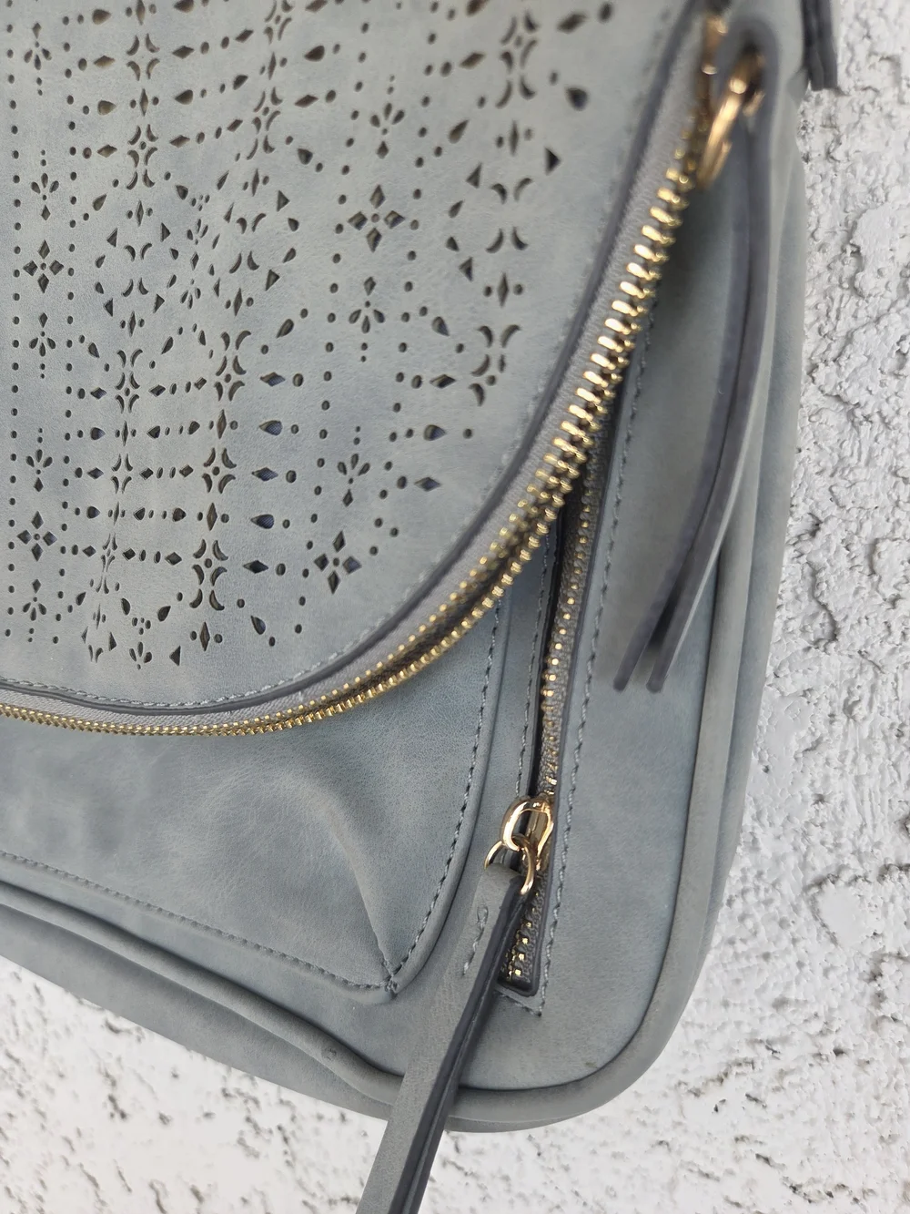 Women's Perforated Flap Crossbody Satchel Bag